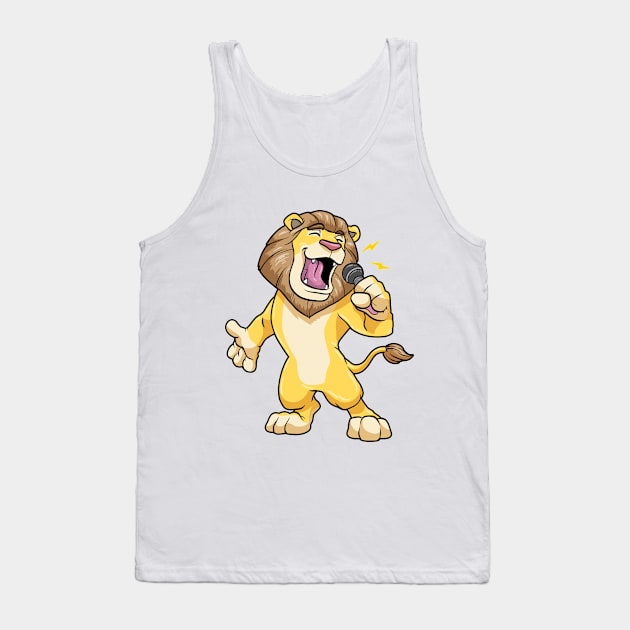 Lion as singer with a microphone Tank Top by Markus Schnabel